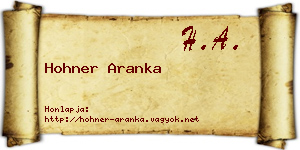 Hohner Aranka névjegykártya